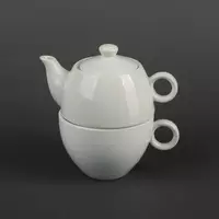 Набор чайный: чайник 350 мл+чашка 250 мл белый фарфор для HoReCa